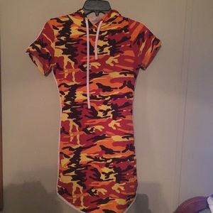Orange camouflage hooded dress🧡